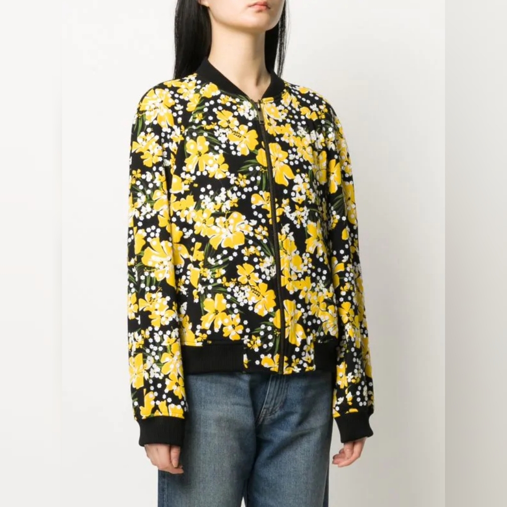 NWT Michael Kors Sequin Yellow Floral Bomber Jacket